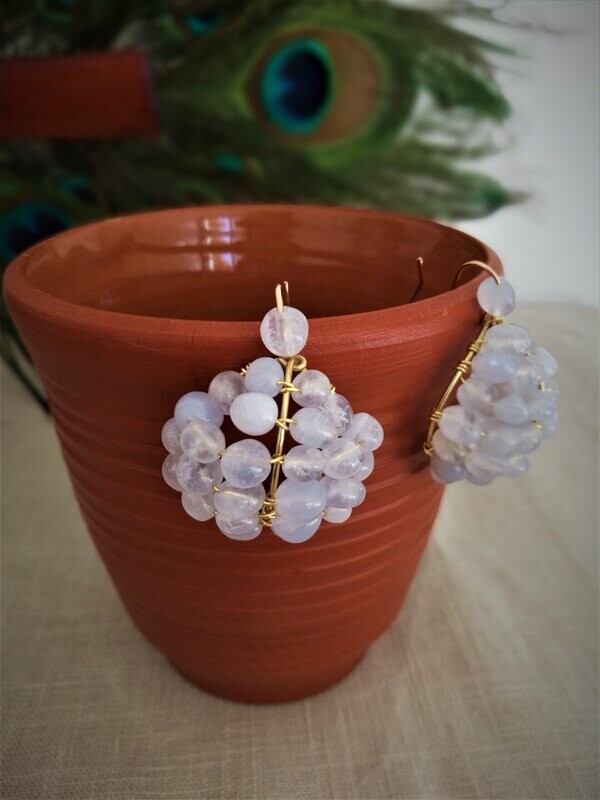 A Pompei (variation) Boucles coquille en Agate bleue