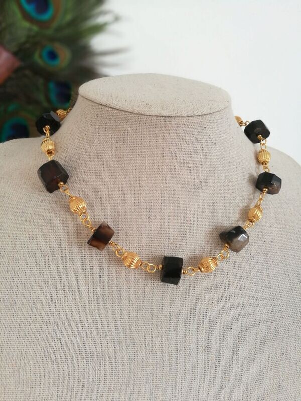 A Pompei (variation) Collier en Agate et perles côtélées