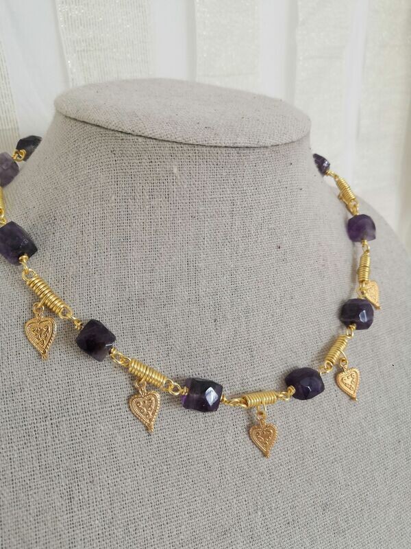 Collier étrusque en Améthystes