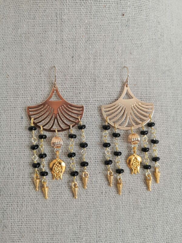 Pendants d'oreille étrusques en Onyx
