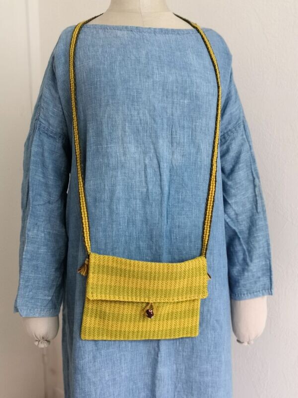 Sac tissé jaune/vert/rouille moyen modèle