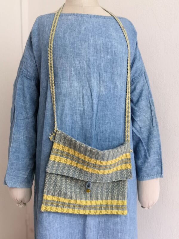 Sac tissé bleu/jaune grand modèle