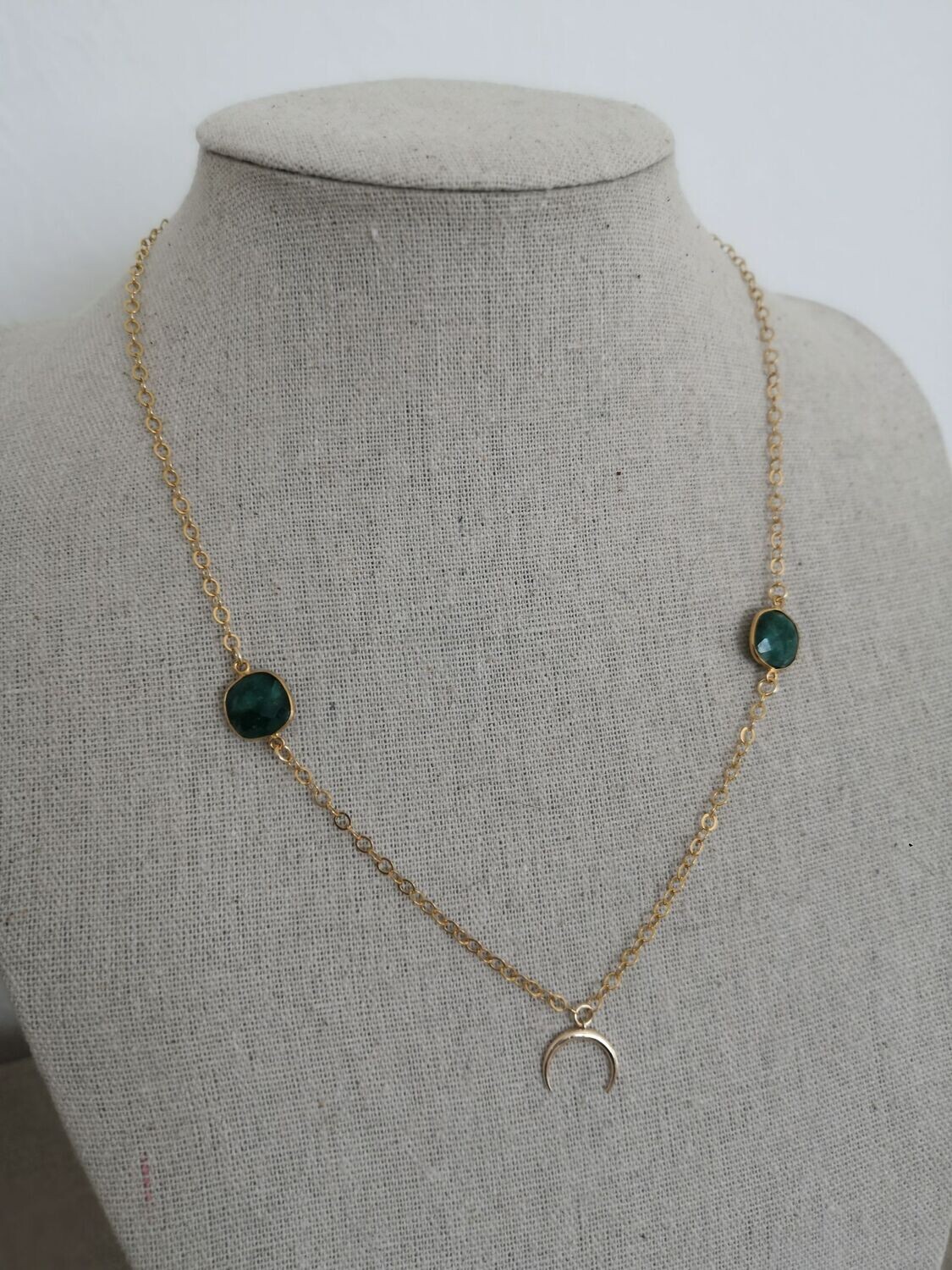 Collection D : Collier Agate verte et lunule