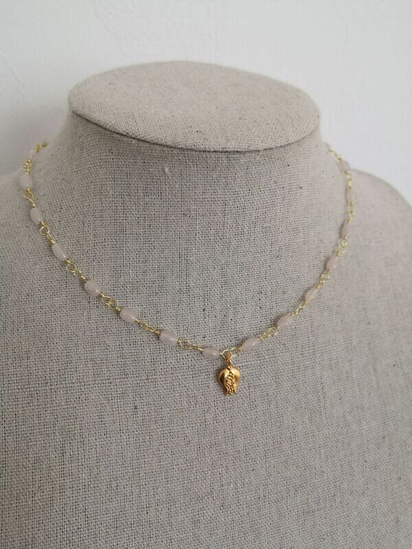 Collection D : collier en Quartz rose