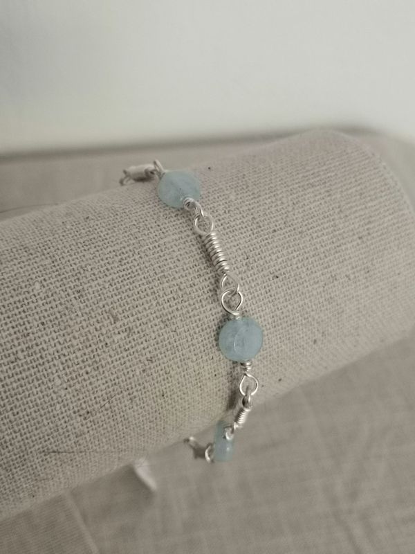 A Nemausus (variation), Bracelet maillons et Aigue-Marine