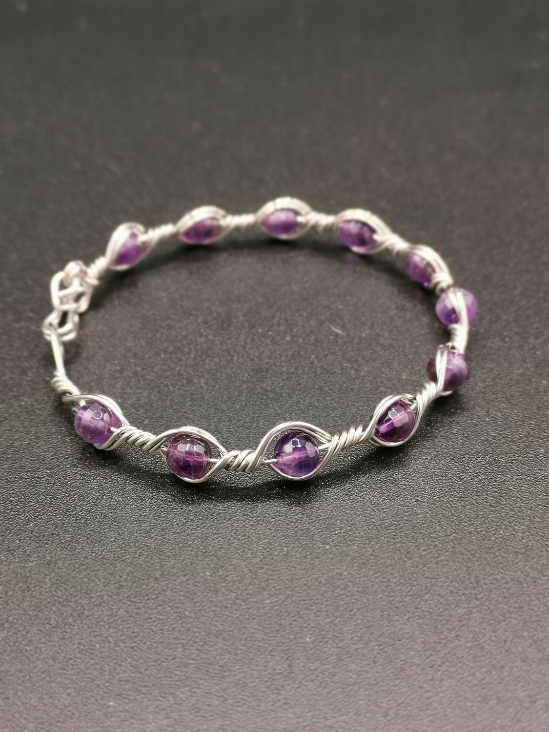 Bracelet enroulé 4 fils  avec Améthyste