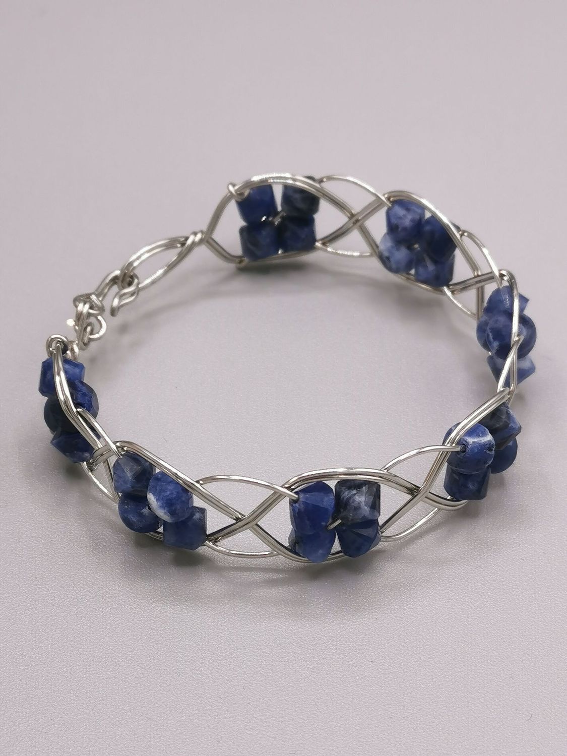 Bracelet tressé fleurs Sodalite