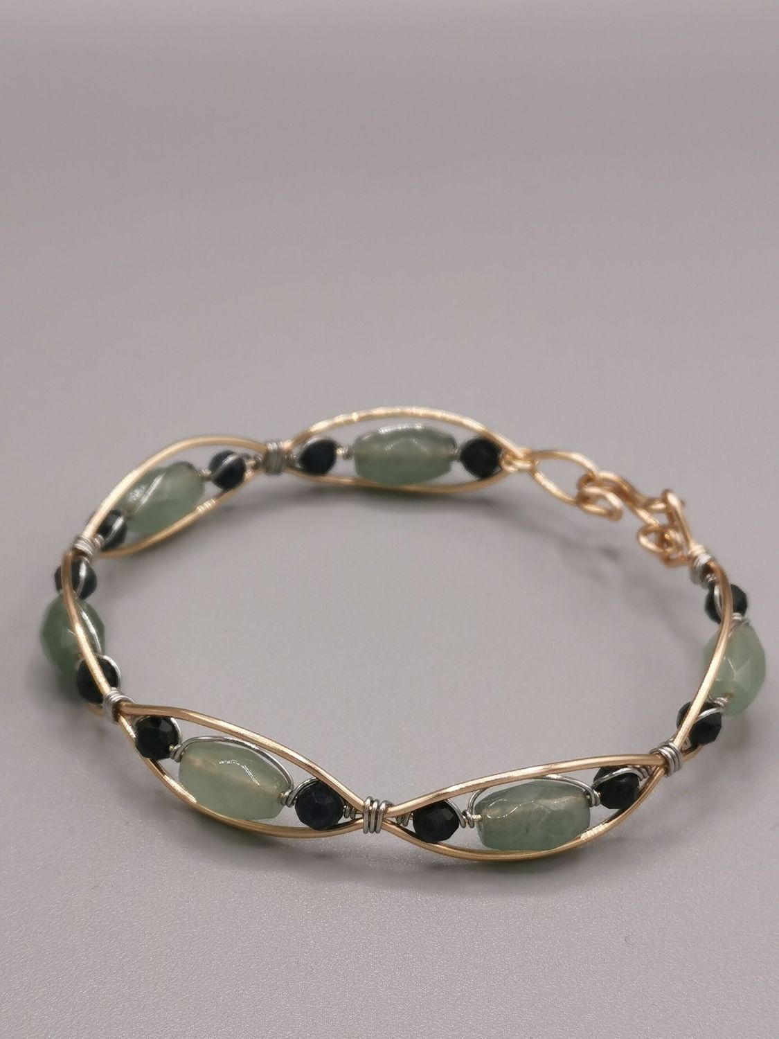 Bracelet tressé (frise) Saphir et Aventurine