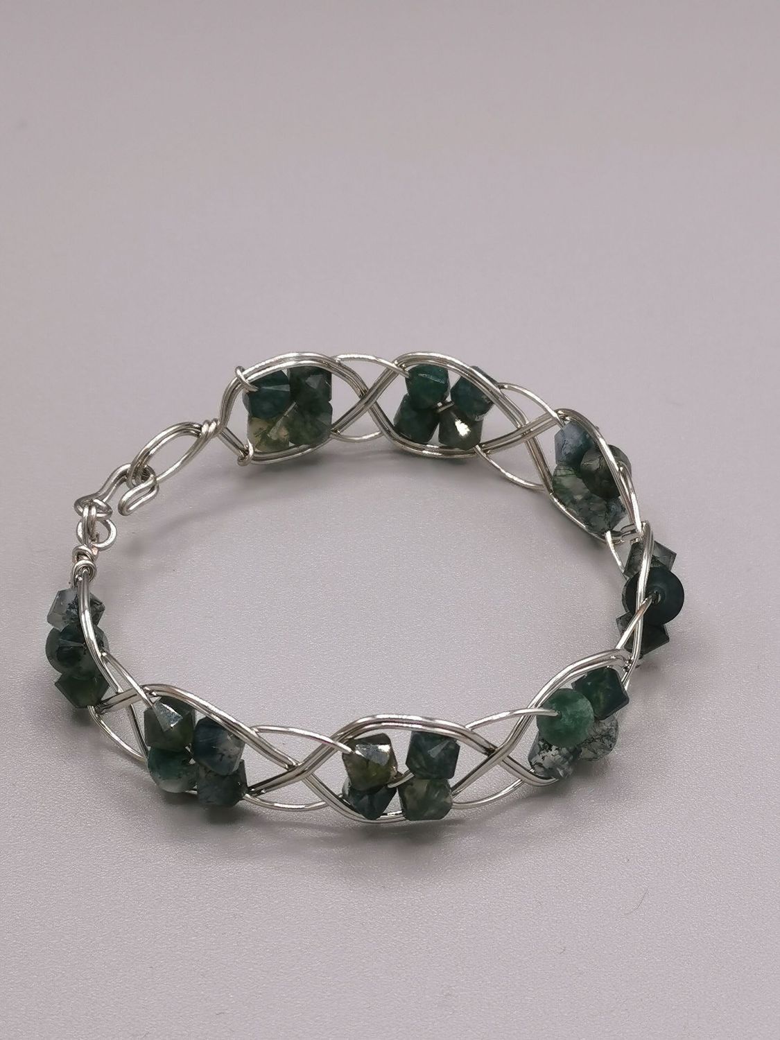 Bracelet tressé fleurs Agate mousse