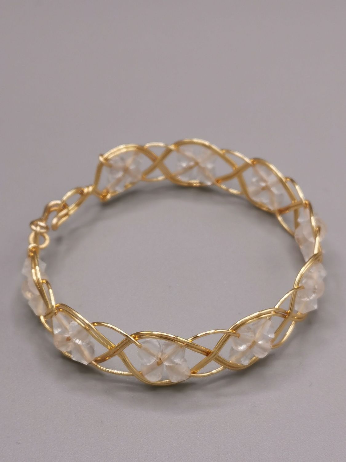 Bracelet tressé fleurs Cristal de roche