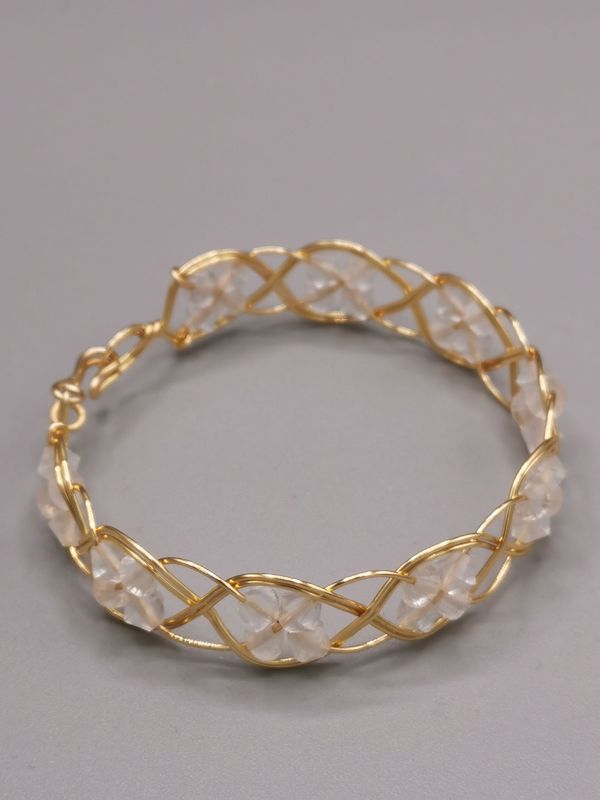 Bracelet tressé fleurs Cristal de roche