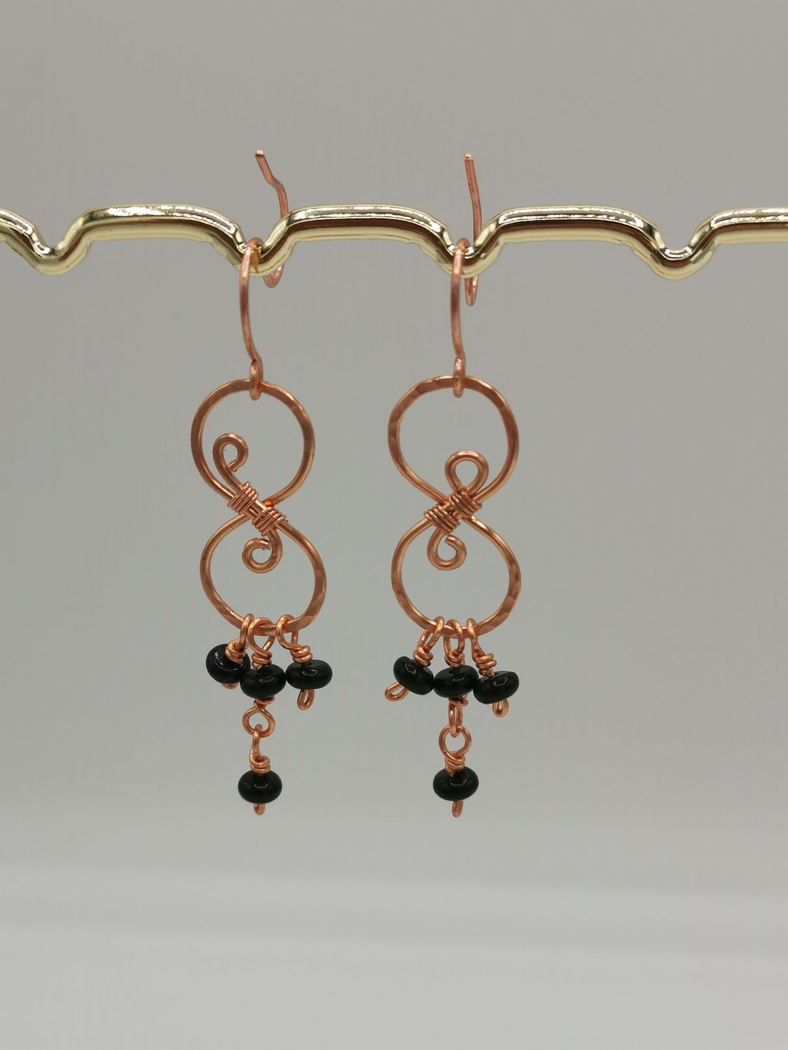 Boucle d'oreille Lemniscatus en  Onyx