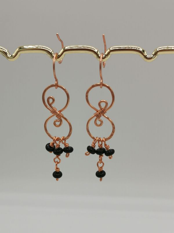 Boucle d'oreille Lemniscatus en  Onyx