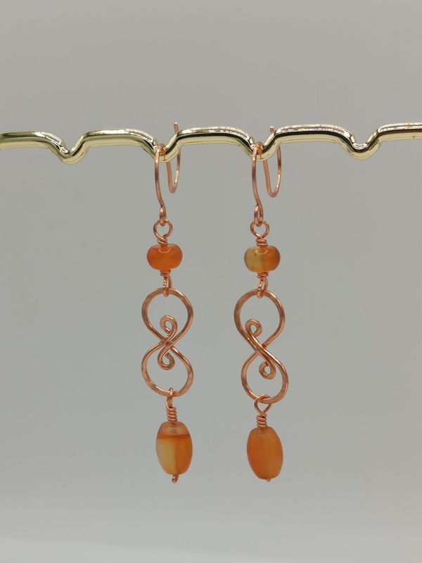 Boucle d'oreille Lemniscatus en  Cornaline