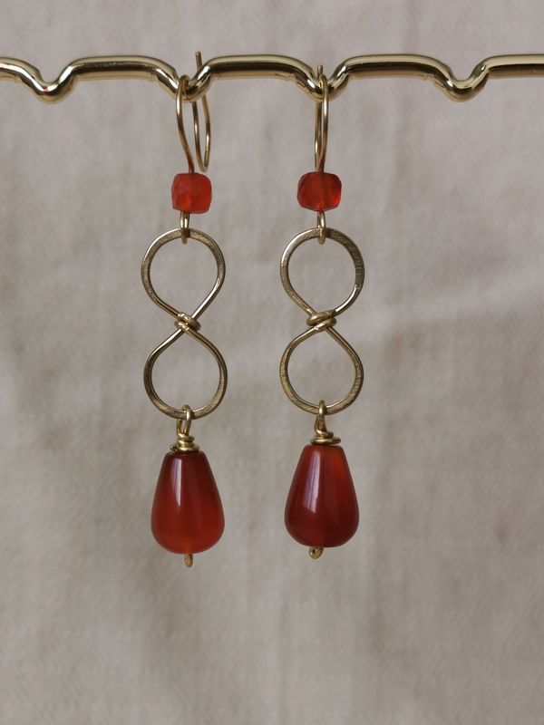 Boucle d'oreille infini Lemniscatus en Cornaline