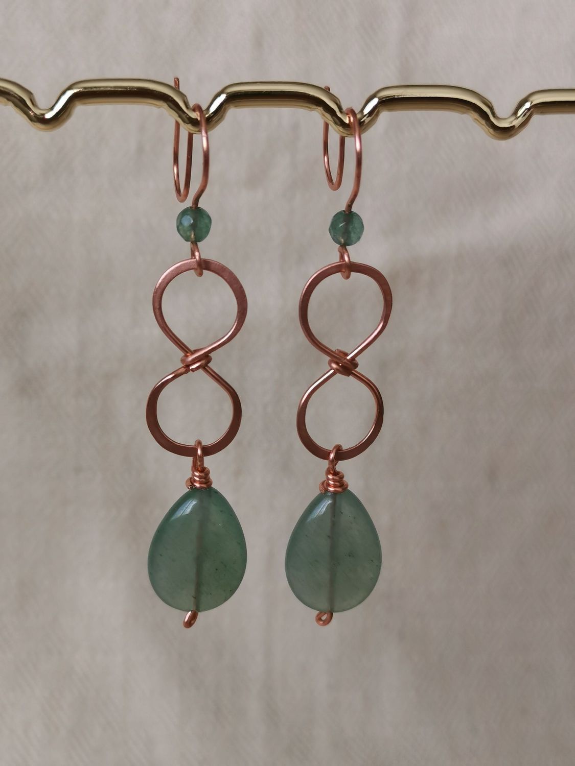 Boucle d'oreille infini Lemniscatus en Aventurine verte