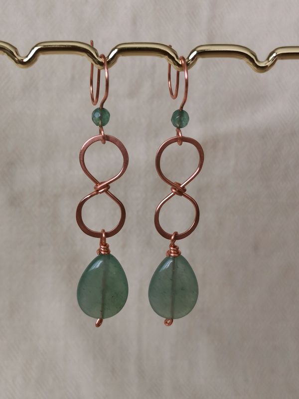 Boucle d'oreille infini Lemniscatus en Aventurine verte
