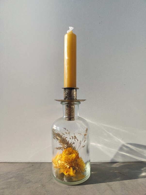 kandelaar yellow met gouden houder