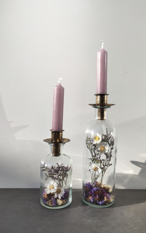 kandelaar set purple met gouden houder 