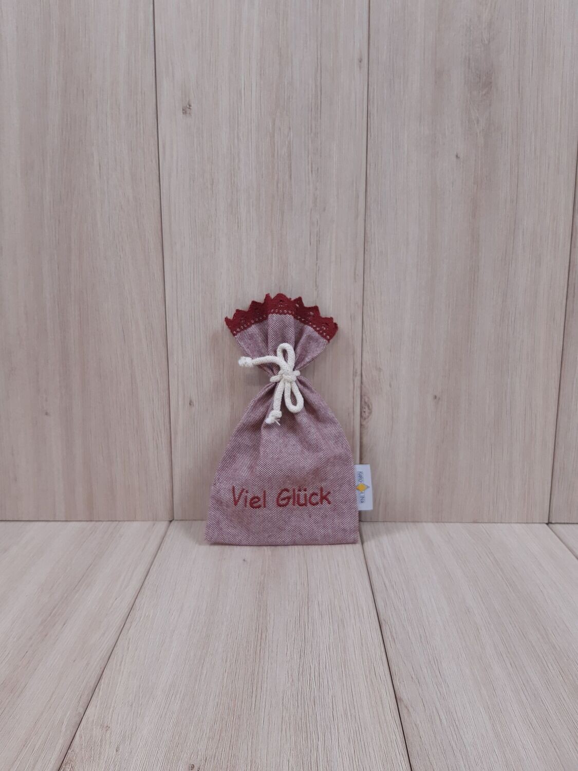 Geschenksäckchen "Viel Glück" weinrot
