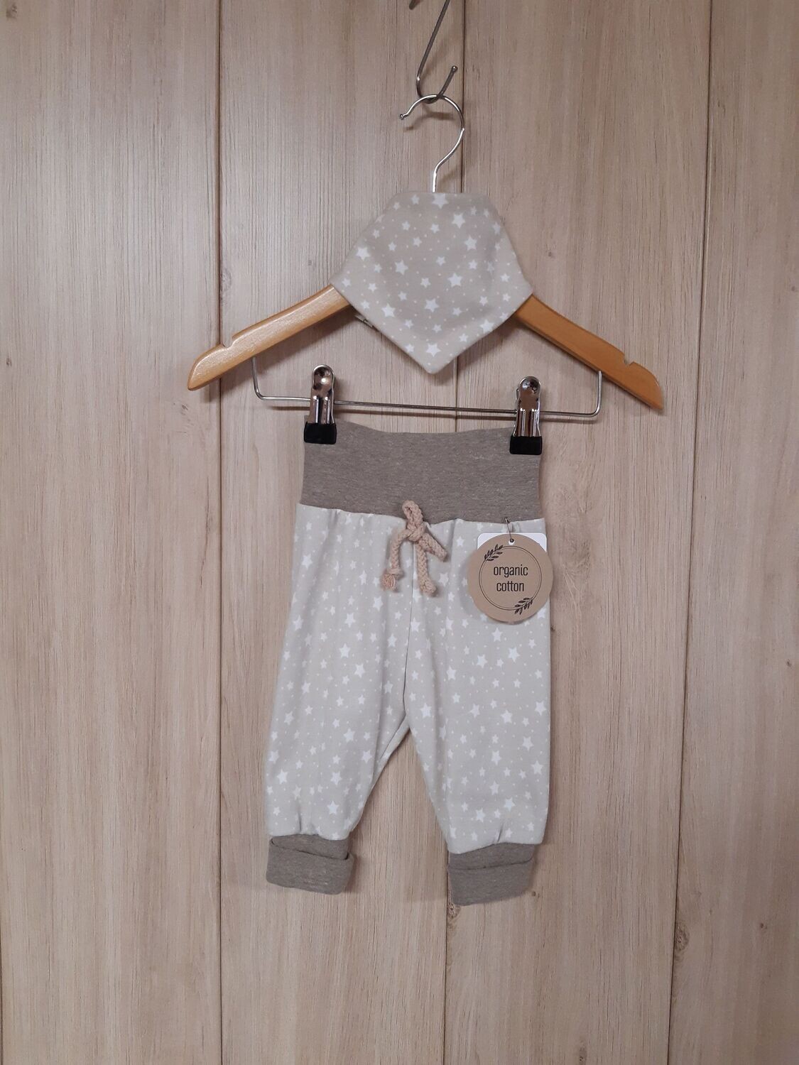 organic Set Pumphose mit Halstuch / Sternchen beige - Größe 62