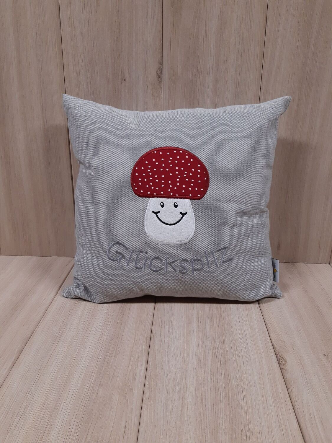 Kissenhülle "Glückspilz" grau
