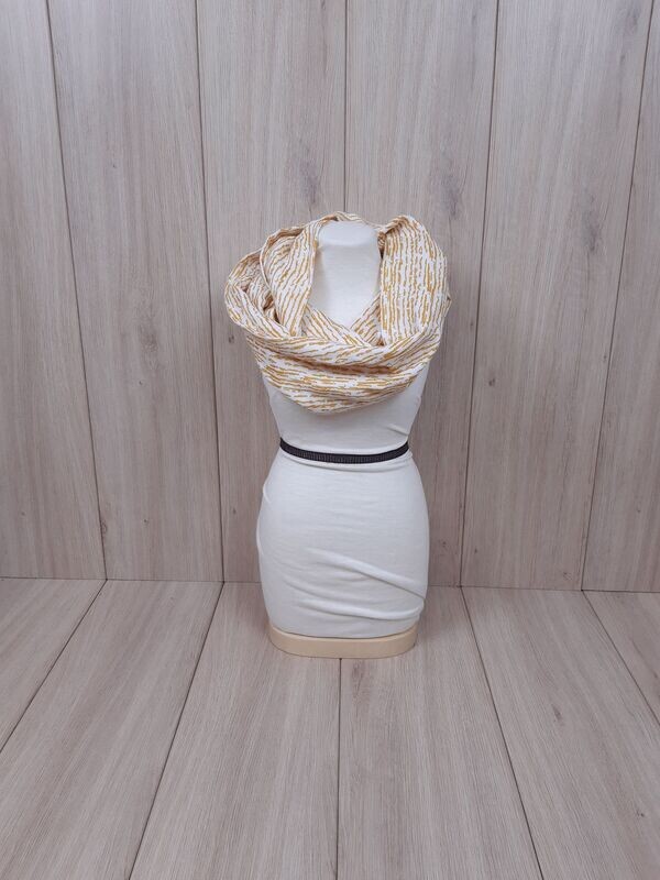 organic Musselin-Loop Stripes weiß/senfgelb