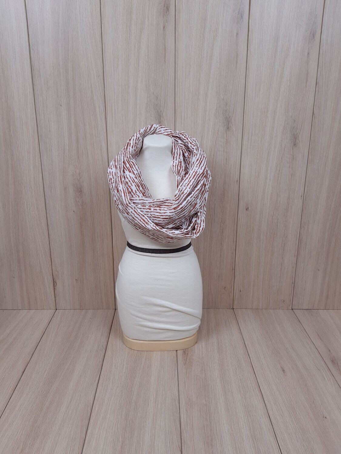 organic Musselin-Loop Stripes weiß/rostrot