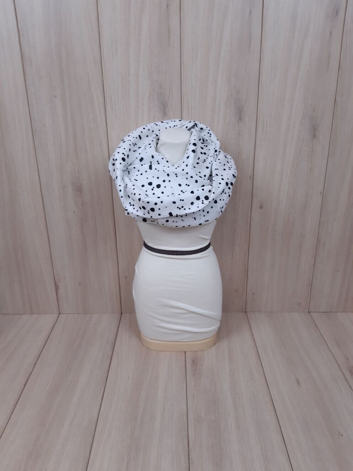 Musselin-Loop Punkte weiß/schwarz