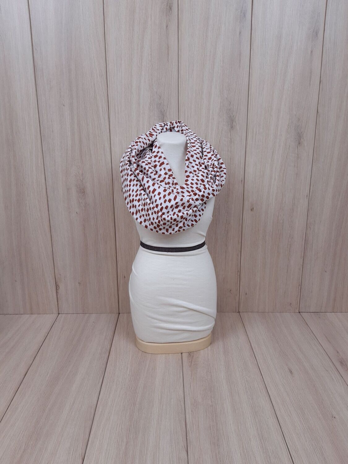 organic Musselin-Loop Tupfen weiß/rostrot