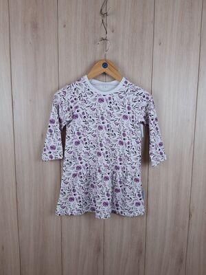 Shirt-Kleid Blumen lila/taupe - Größe 98