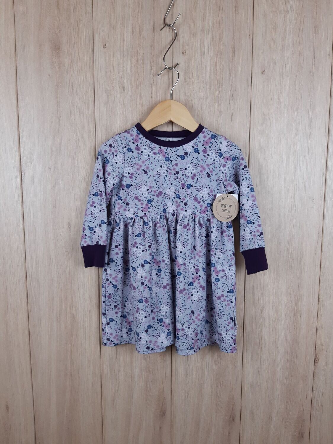 Sweat-Kleid Blümchen lila - Größe 86