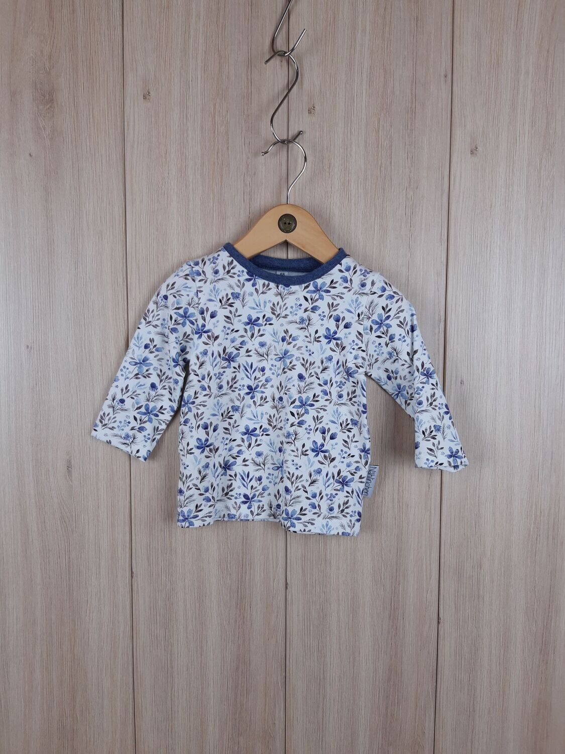Langarmshirt Blümchen jeansblau - Größe 68