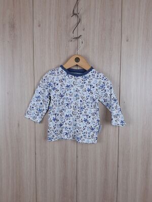 Langarmshirt Blümchen jeansblau - Größe 68