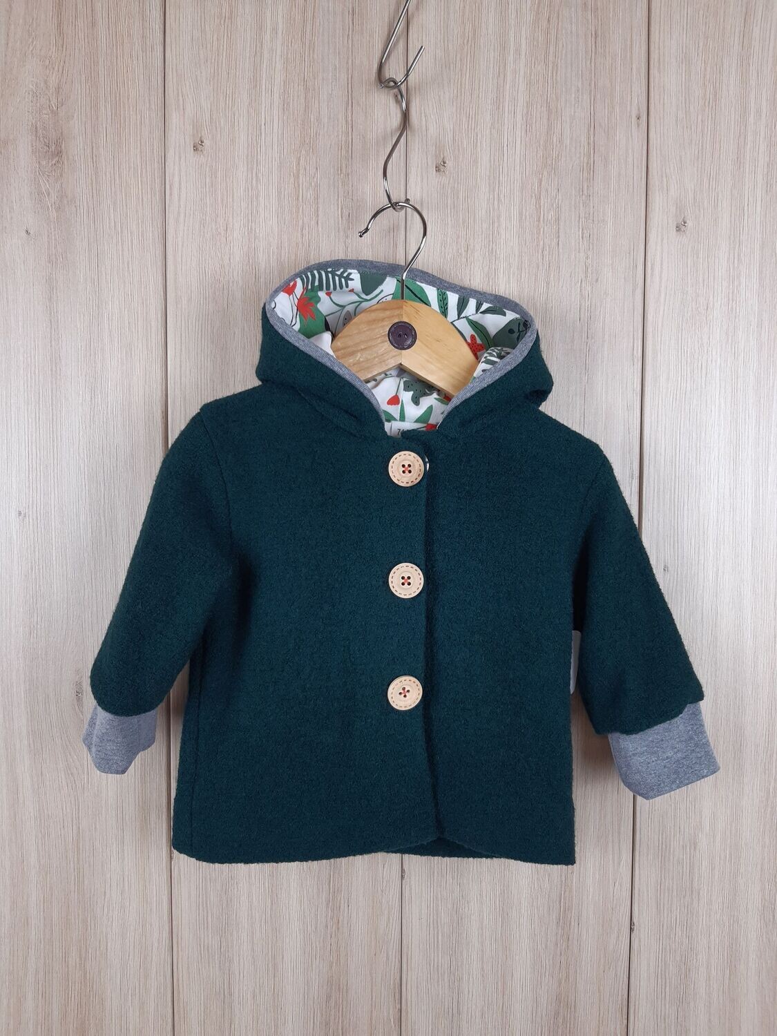 gefütterte Walkjacke Jungle dunkelgrün - Größe 74