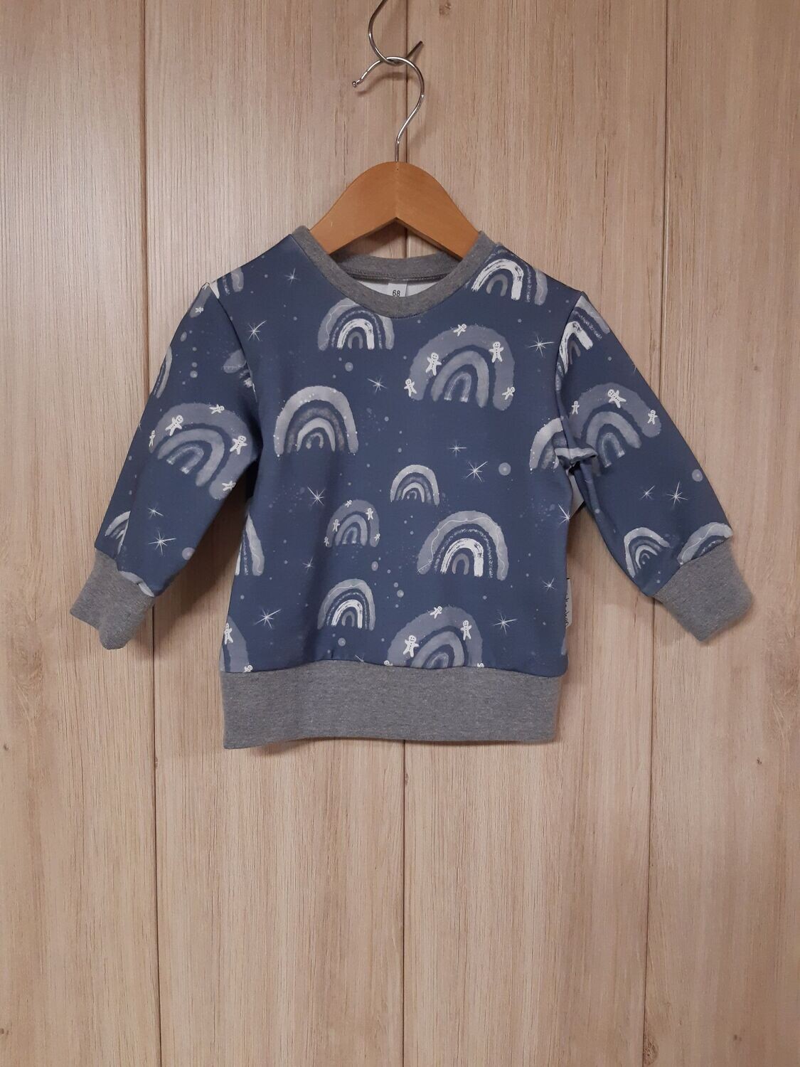 Sweater Regenbogen jeansblau - Größe 68