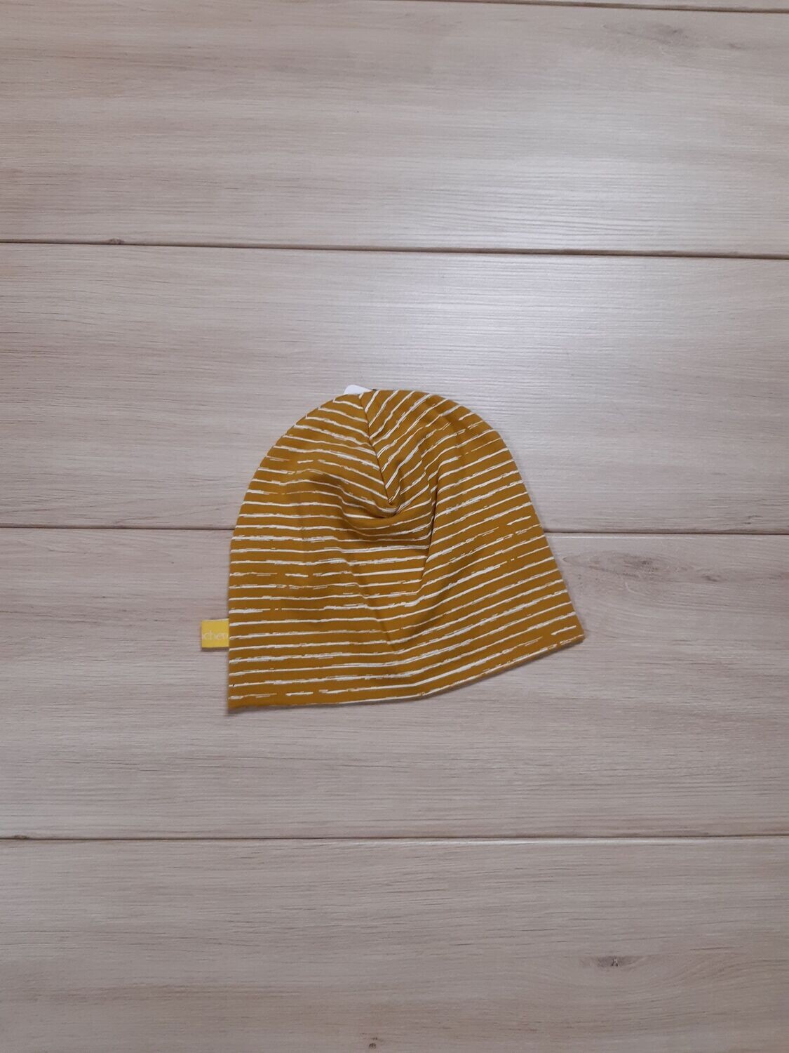 Übergangsmütze Stripes senfgelb - ca. 44-46cm