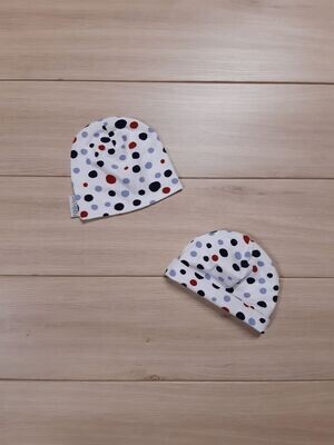 Übergangsmütze Dots blau/rot - verschiedene Größen Übergangsmütze Dots blau/rot - verschiedene Größen