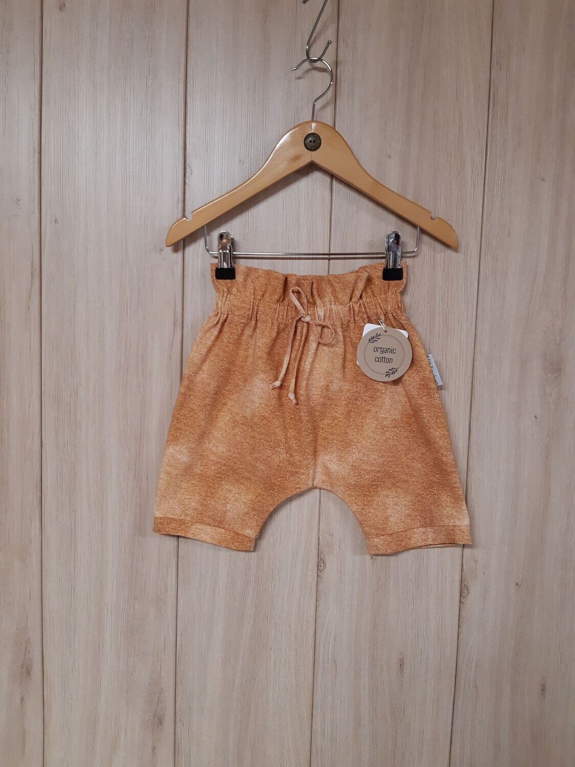 kurzer organic Paperbag-Hose jeans ocker - Größe 116
