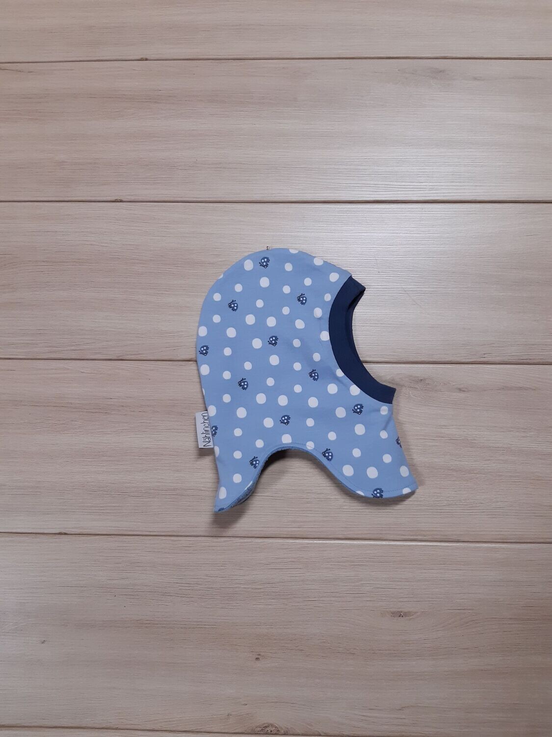 warme Schlupfmütze - Käferchen hellblau - ca. 40-42cm