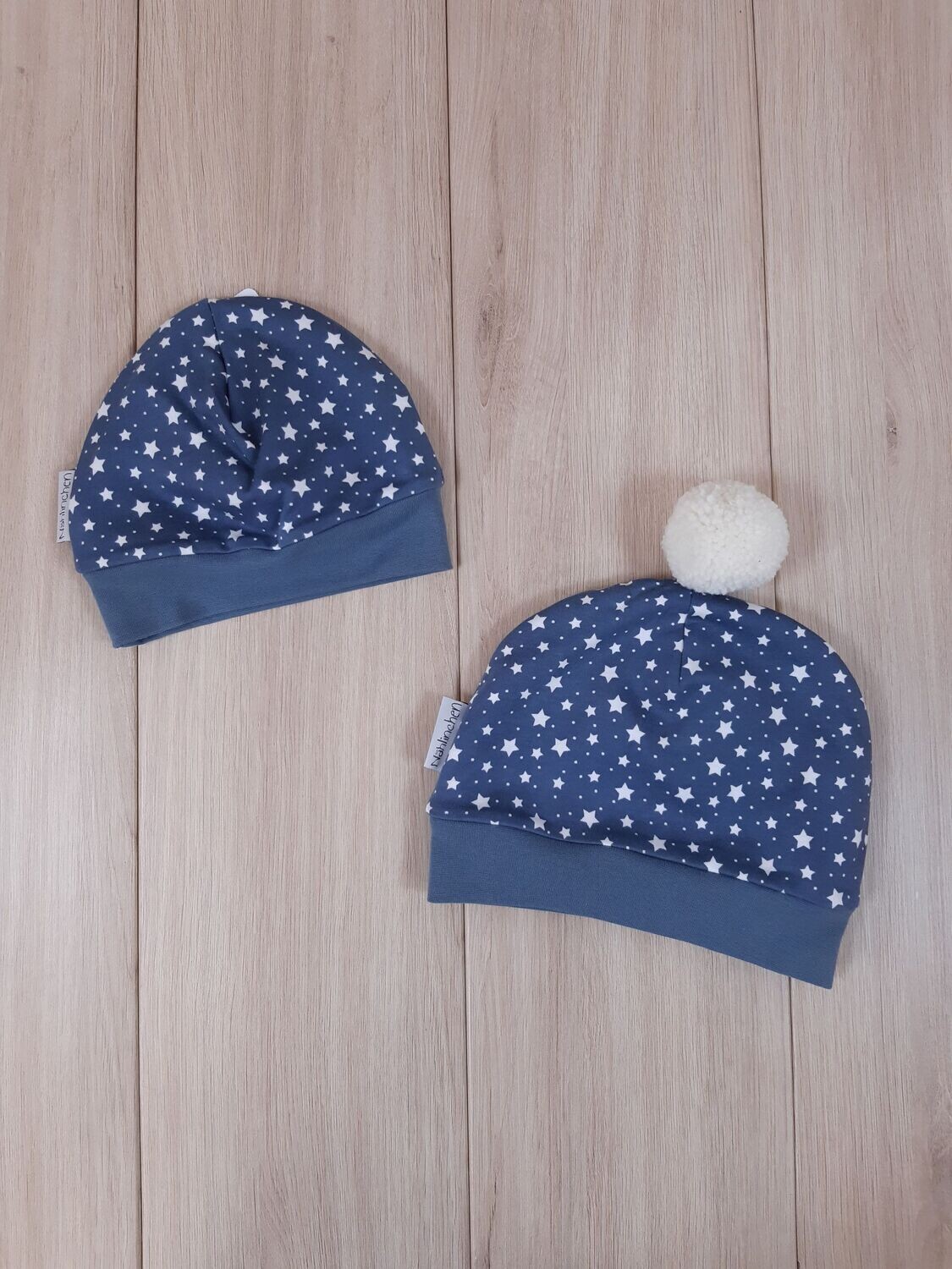 warme Mütze - Sternchen jeansblau - verschiedene Größen