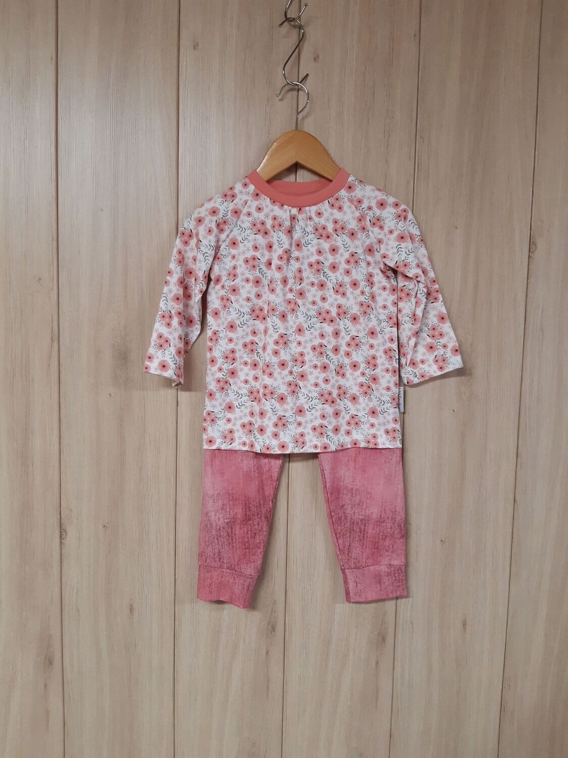 organic Set Jogger + Langarmshirt/ Blümchen rosa - Größe 92