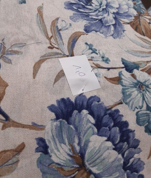 1,0m Dekostoff Blumen blau/natur