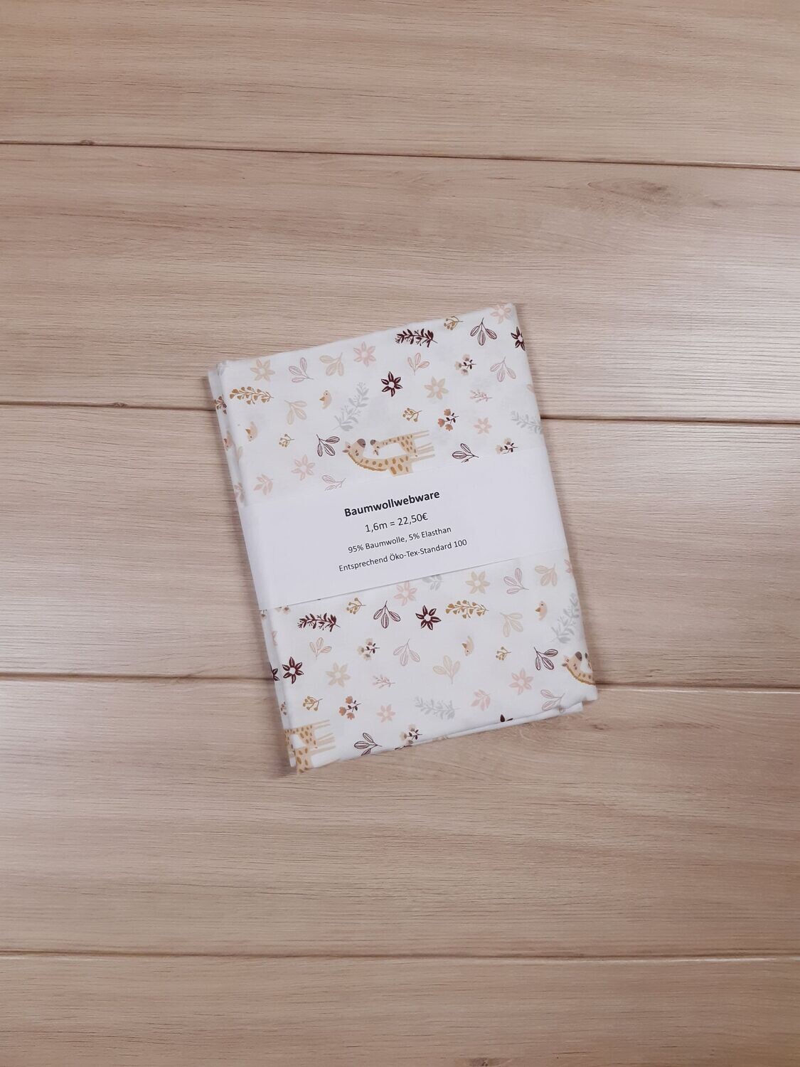 1,6m Baumwollstoff Giraffe & Blümchen