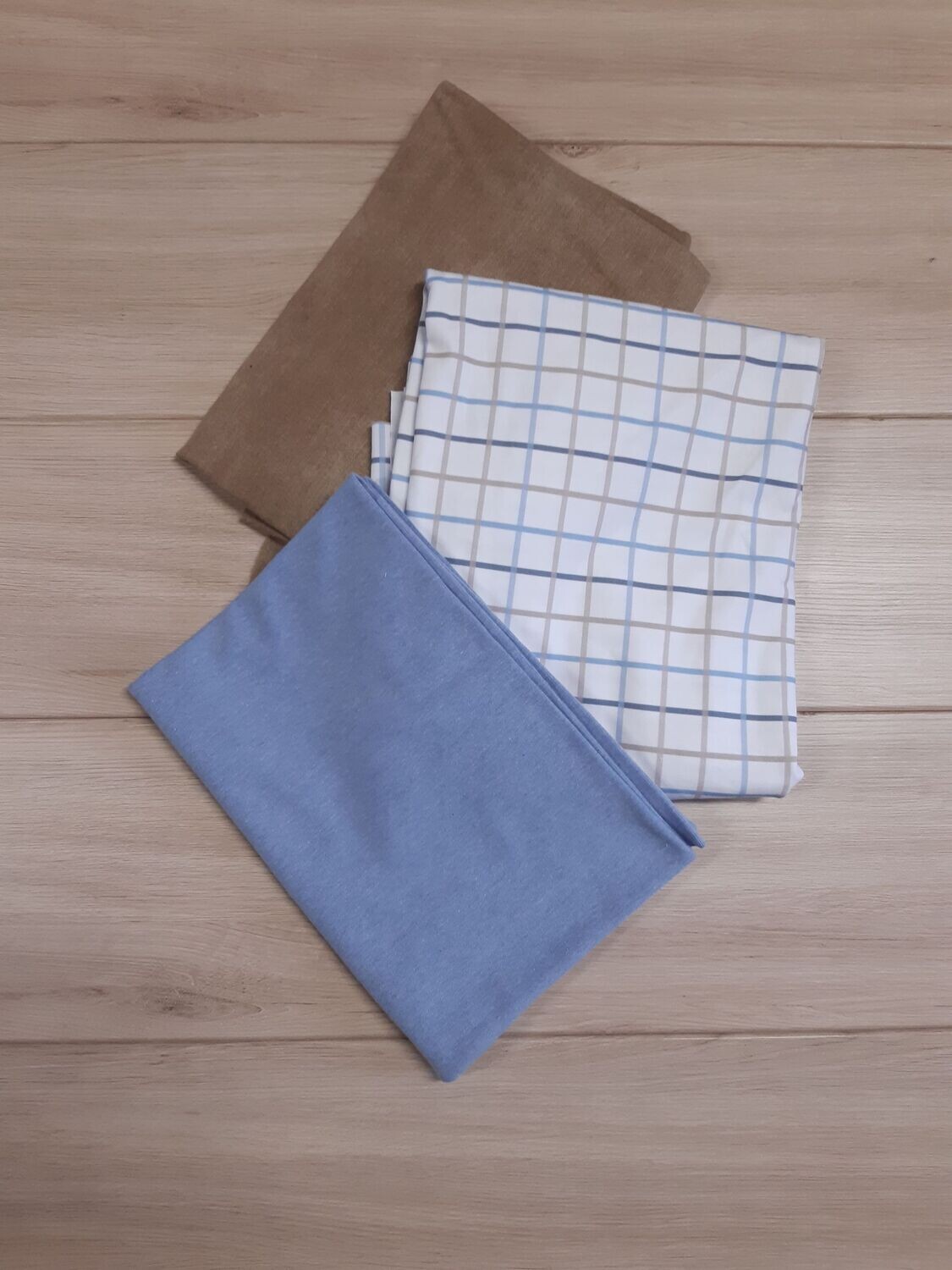 Jersey /Bündchen Stoffpaket hellblau/beige