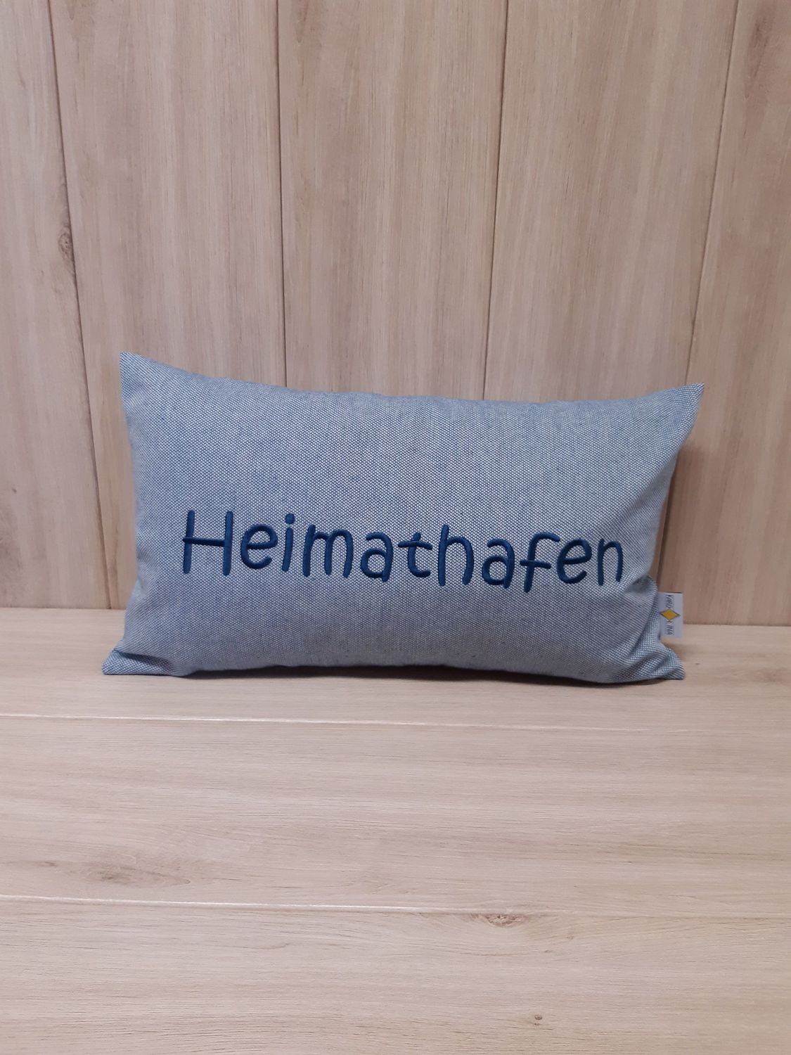 Kissenhülle "Heimathafen" petrolblau