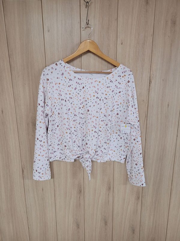 langarm Knotenshirt - Kleckse altrosa/beere - Größe 40 langarm Knotenshirt - Kleckse altrosa/beere - Größe 40