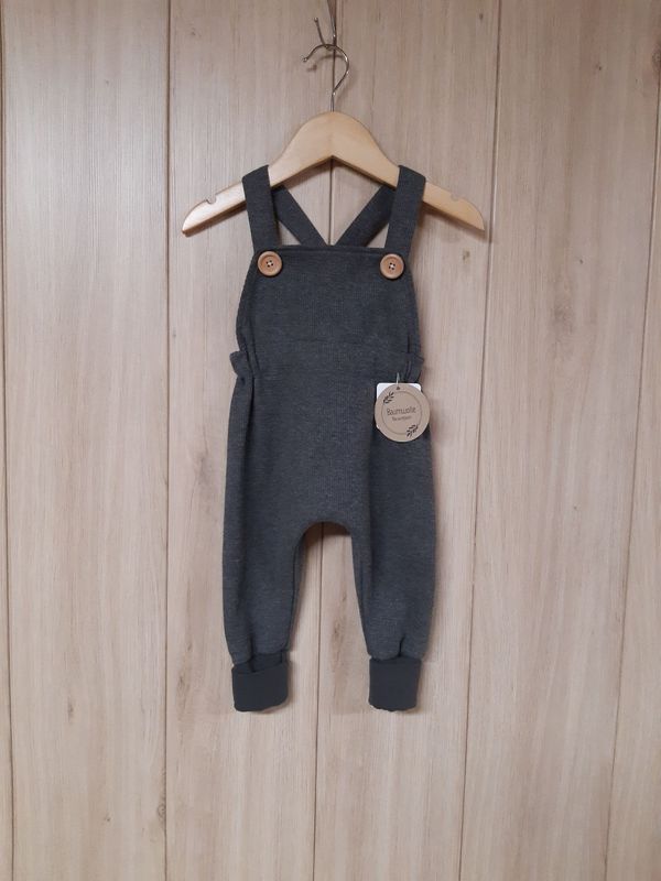 Latzhose Waffelstrick dunkelgrau - Größe 74 Latzhose Waffelstrick dunkelgrau - Größe 74