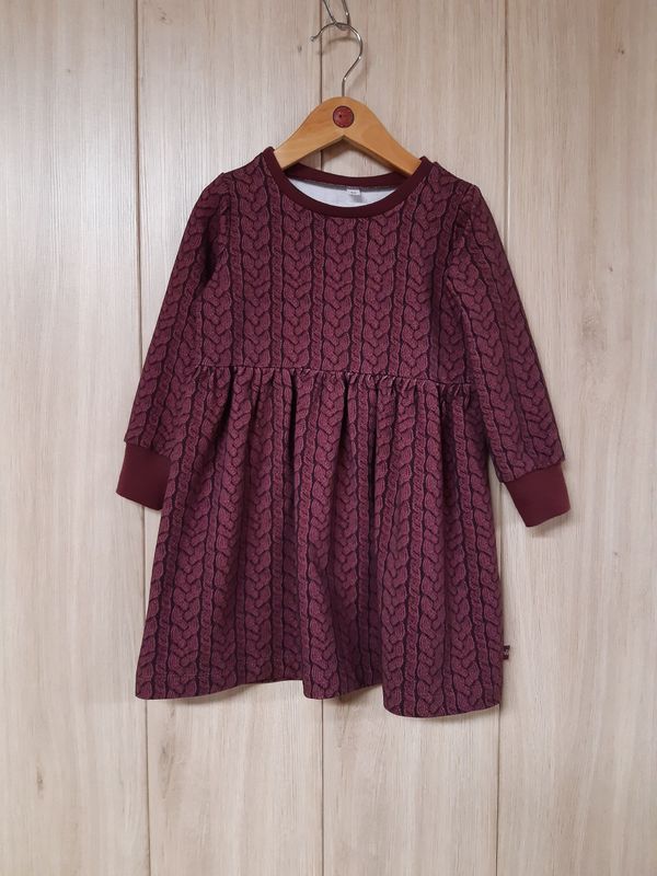 Sweat-Kleid Strickoptik bordeaux - verschiedene Größen Sweat-Kleid Strickoptik bordeaux - verschiedene Größen