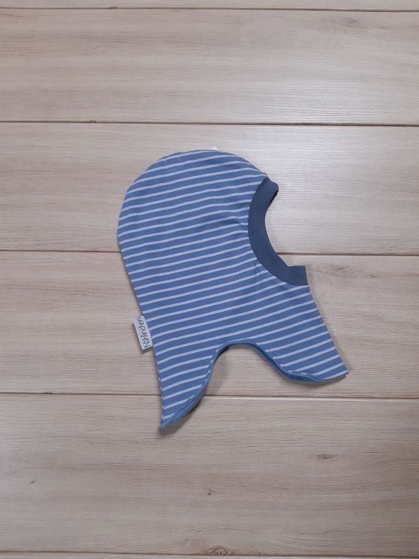 warme Schlupfmütze - Streifen rauchblau - ca. 50-52cm warme Schlupfmütze - Streifen rauchblau - ca. 50-52cm